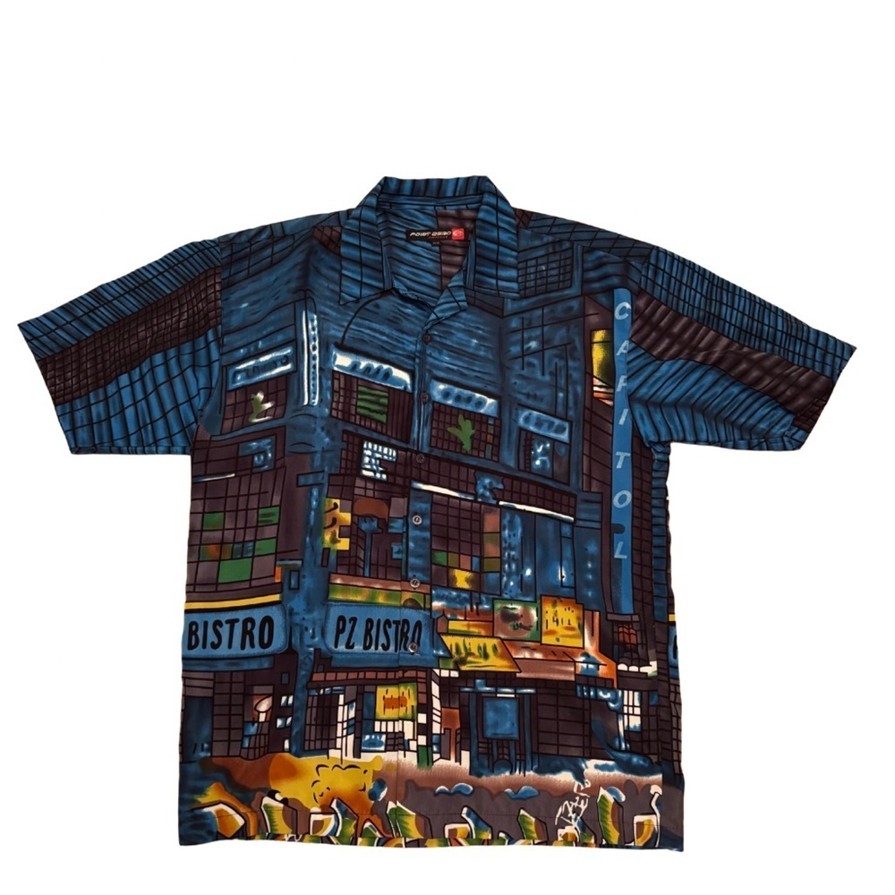 Point Zero Y2K Cityscape Graphic Men's Shirt
